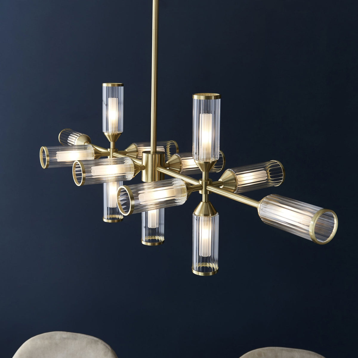 Gillingham 13 Light Linear Pendant in Satin Brass