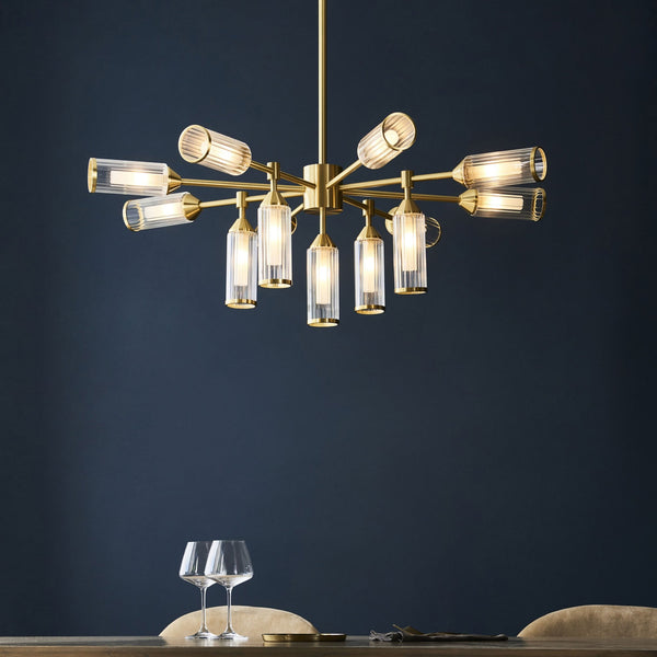 Gillingham 13 Light Round Pendant in Satin Brass