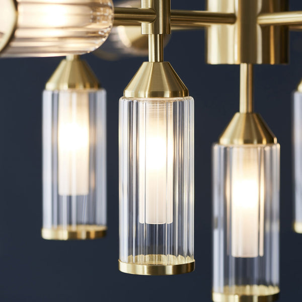 Gillingham 13 Light Round Pendant in Satin Brass