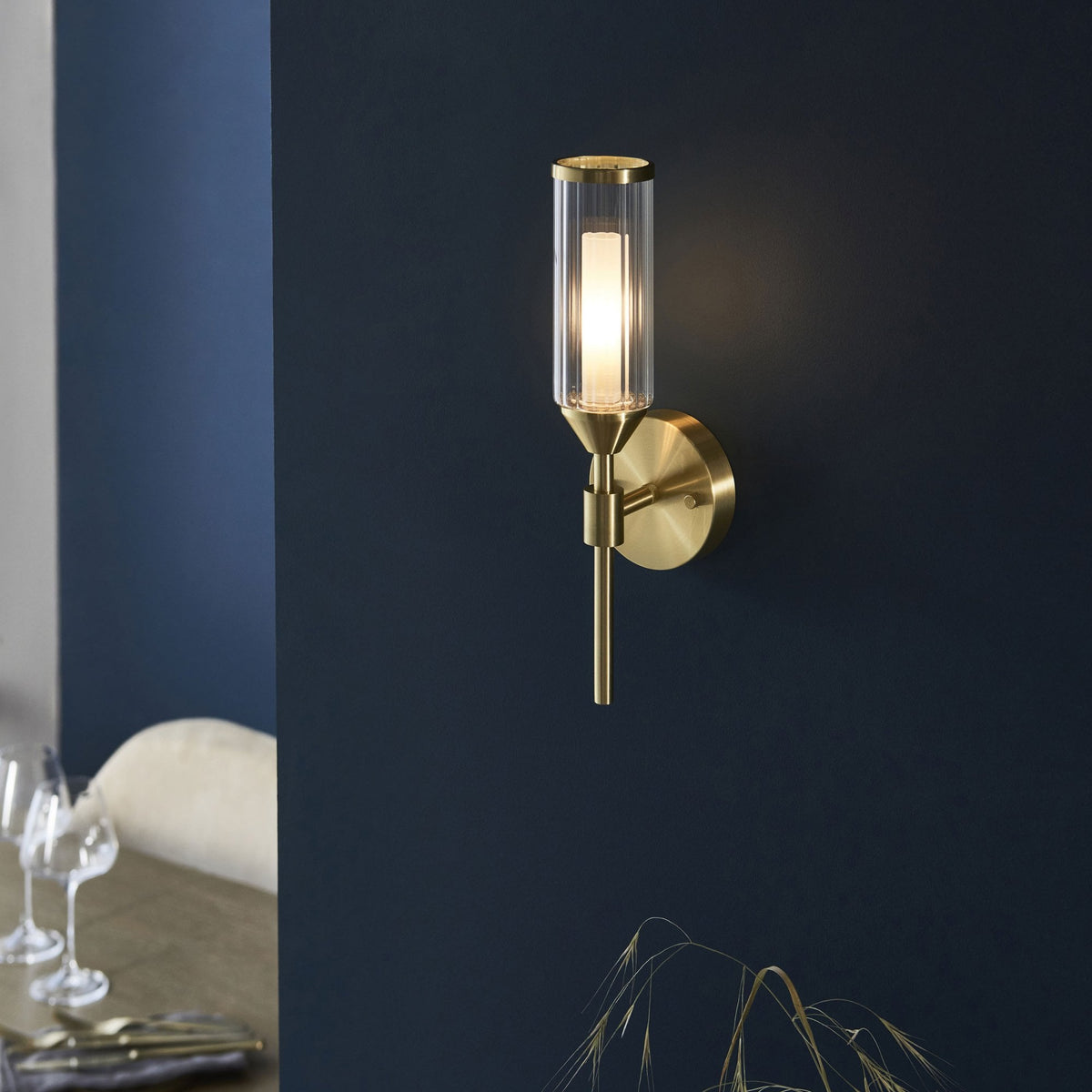 Gillingham One Arm Wall Light in Satin Brass