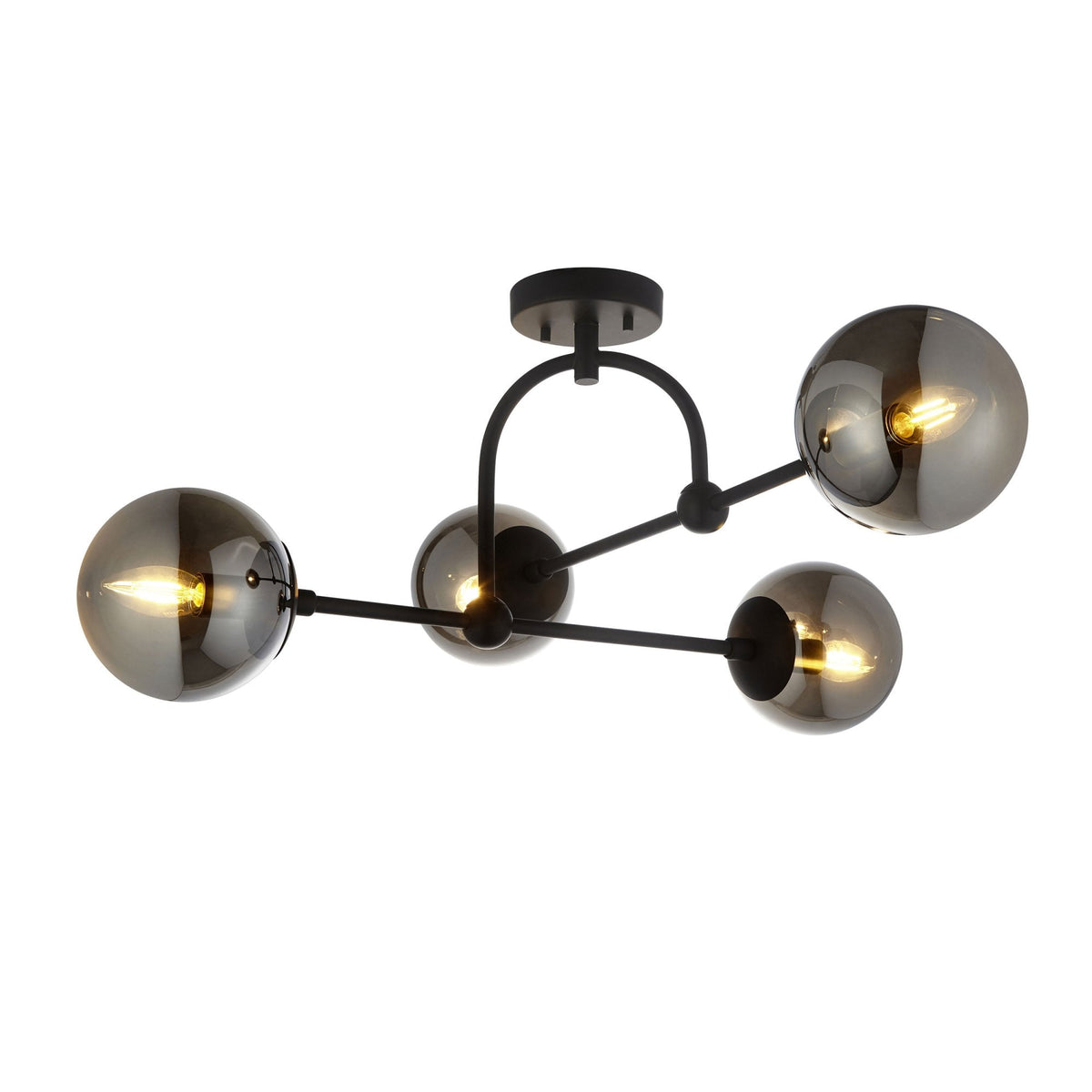 Overcombe Four Light Semi Flush Ceiling Light in Matt Black