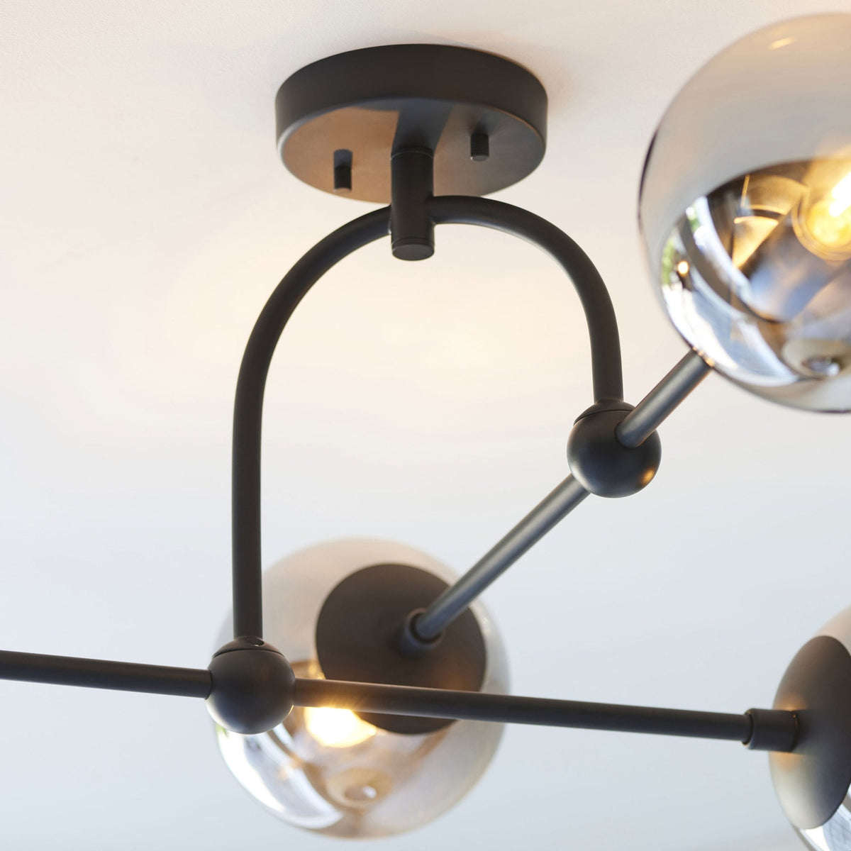 Overcombe Four Light Semi Flush Ceiling Light in Matt Black