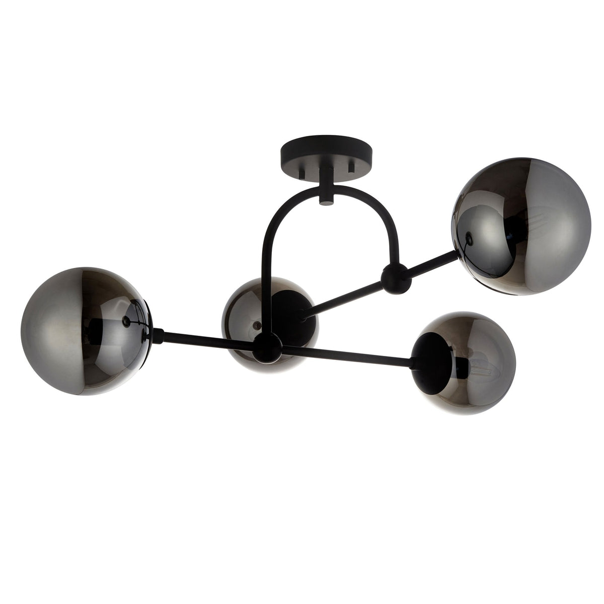 Overcombe Four Light Semi Flush Ceiling Light in Matt Black