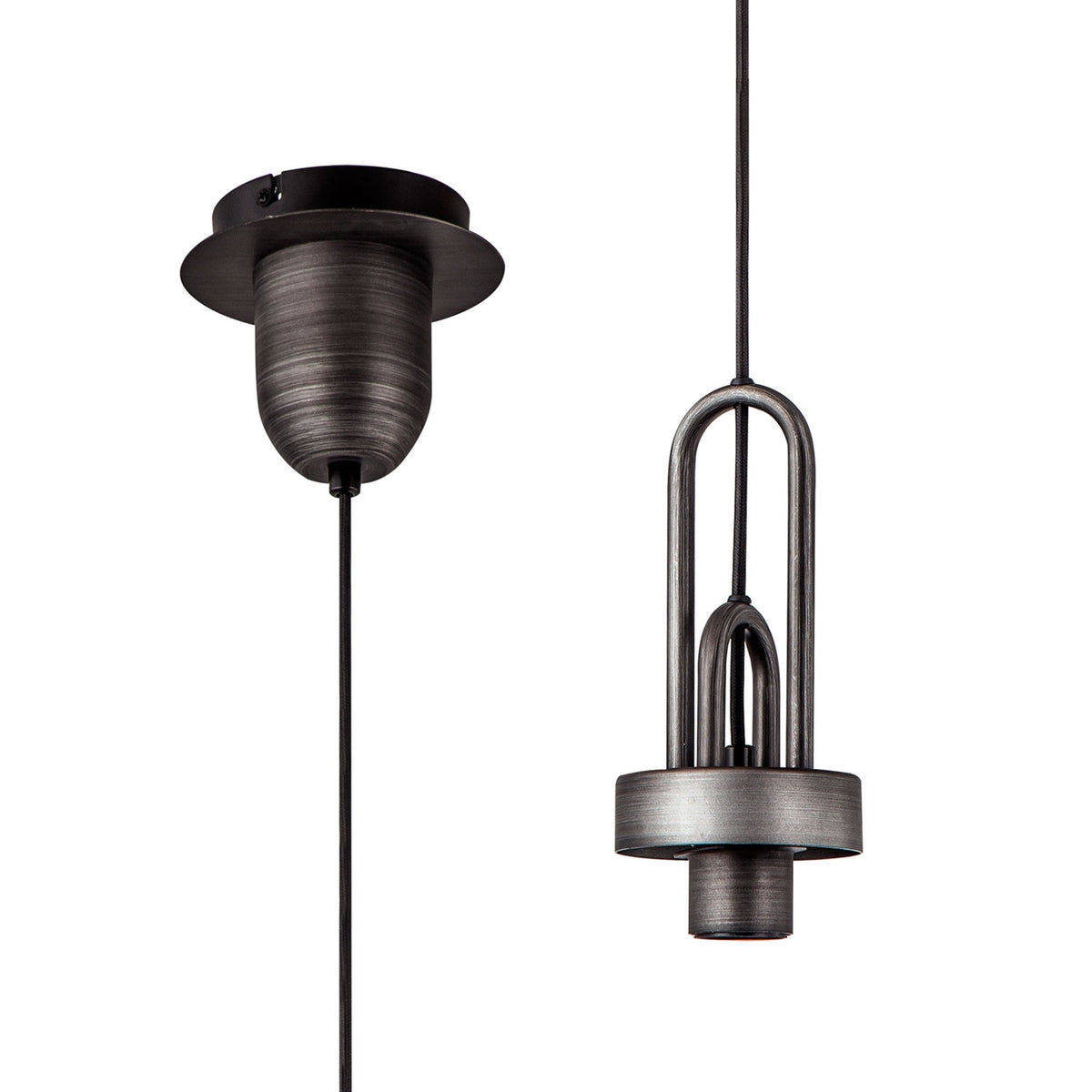 Atherington E27 Suspension Kit in Aged Pewter & Matt Black