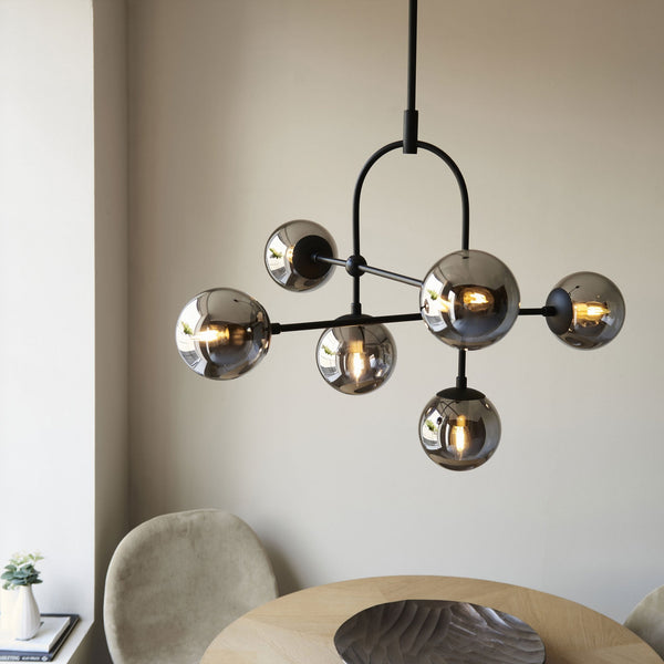 Overcombe Six Light Pendant in Matt Black
