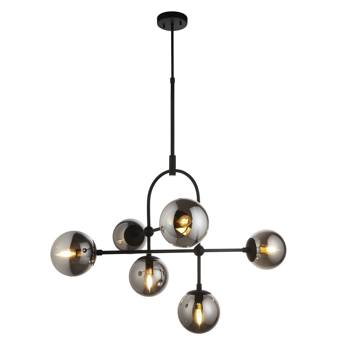 Overcombe Six Light Pendant in Matt Black