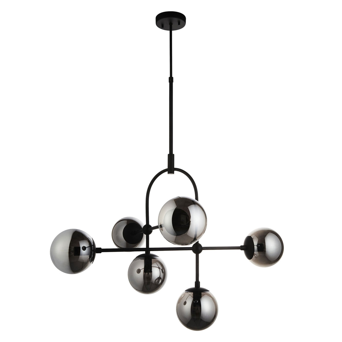 Overcombe Six Light Pendant in Matt Black