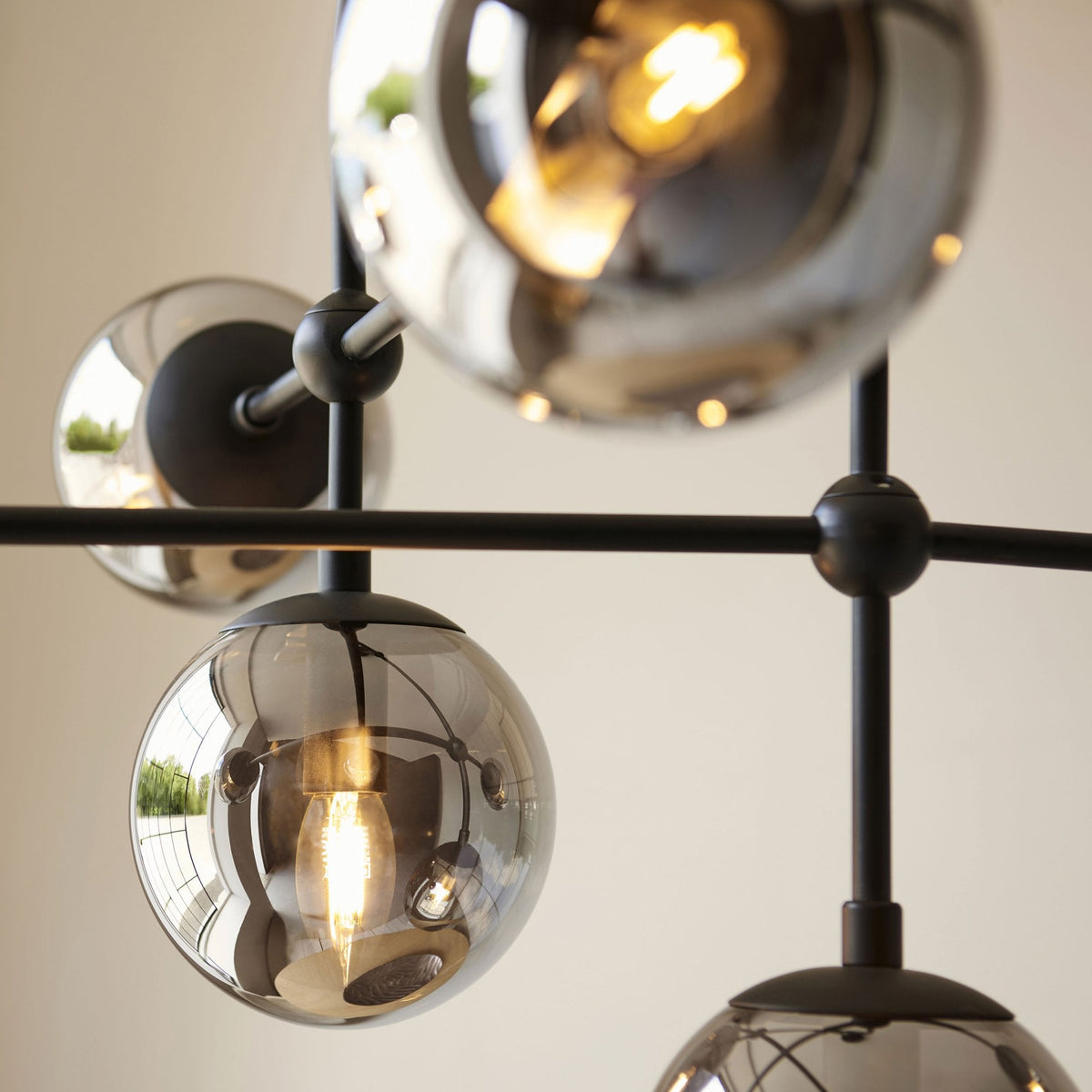 Overcombe Six Light Pendant in Matt Black