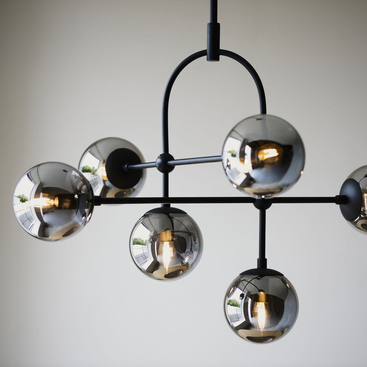 Overcombe Six Light Pendant in Matt Black