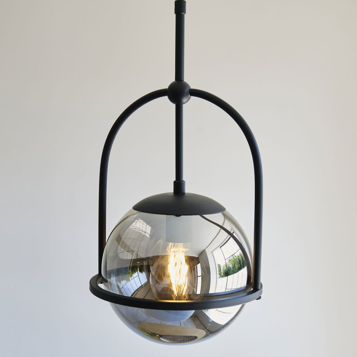 Overcombe Single Drop Pendant in Matt Black