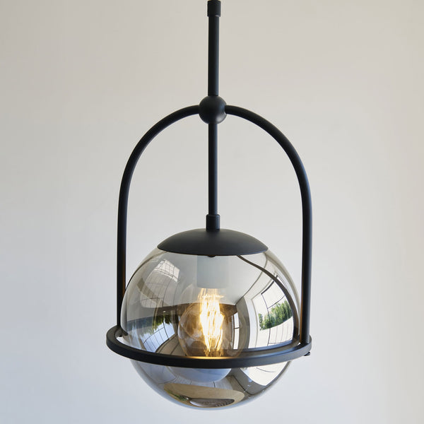 Overcombe Single Drop Pendant in Matt Black