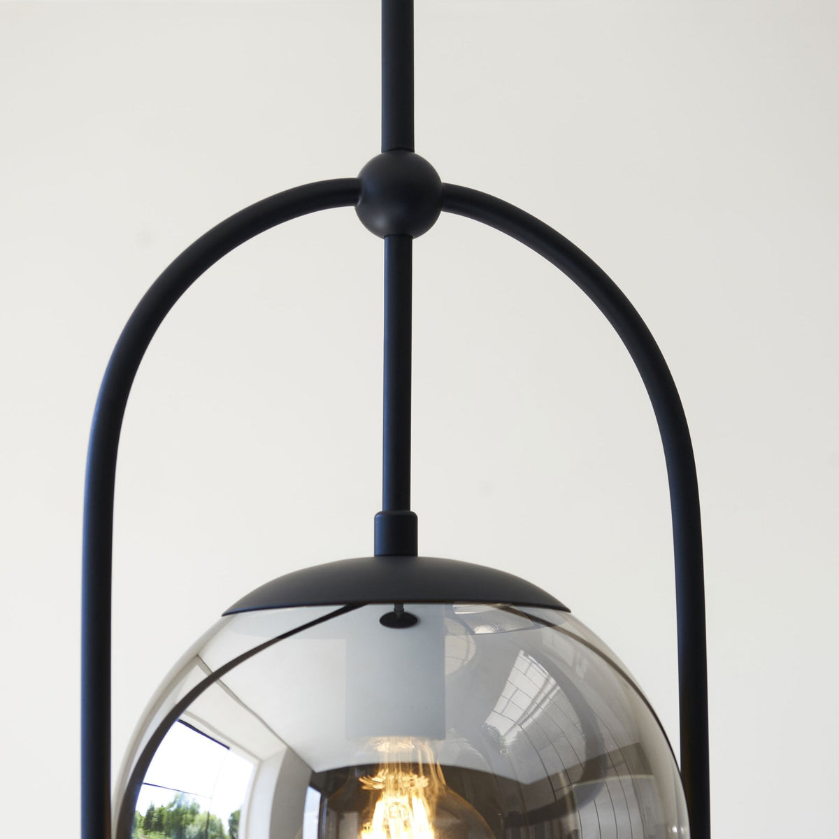 Overcombe Single Drop Pendant in Matt Black