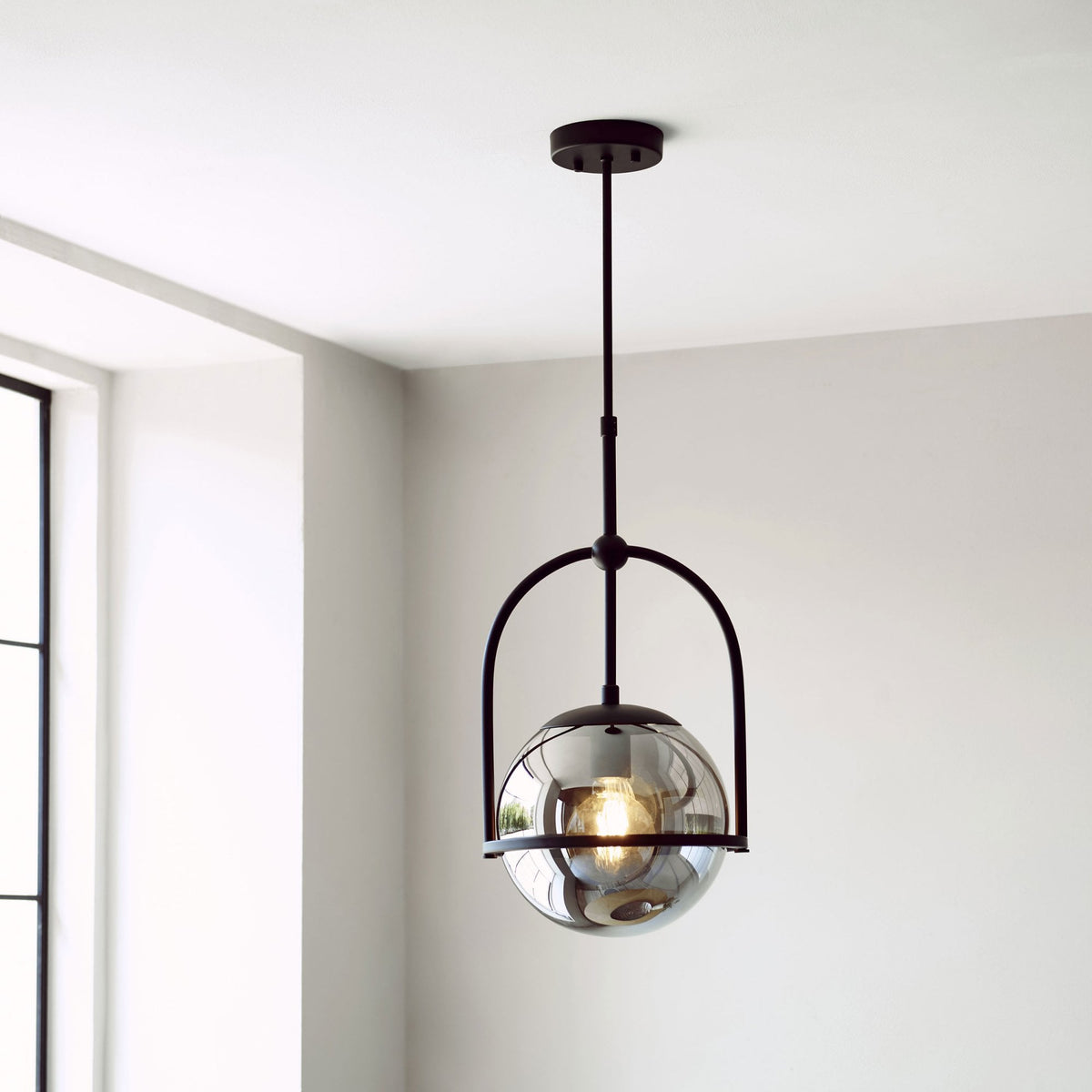 Overcombe Single Drop Pendant in Matt Black