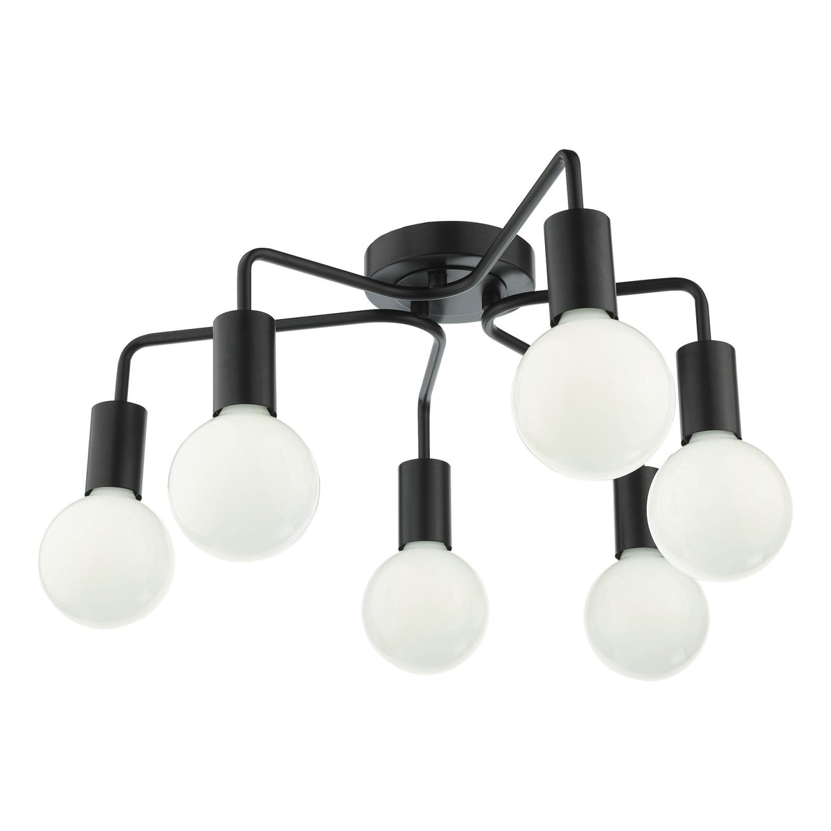 Dena 6 Light Semi Flush Ceiling Light In Matt Black