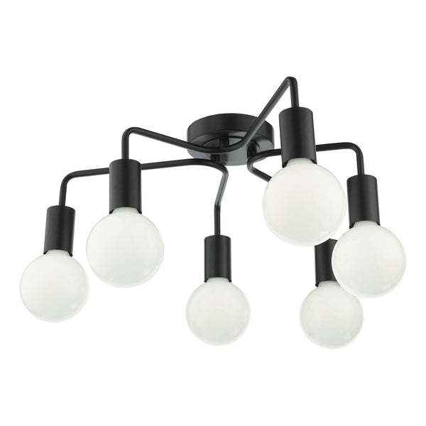 Dena 6 Light Semi Flush Ceiling Light In Matt Black