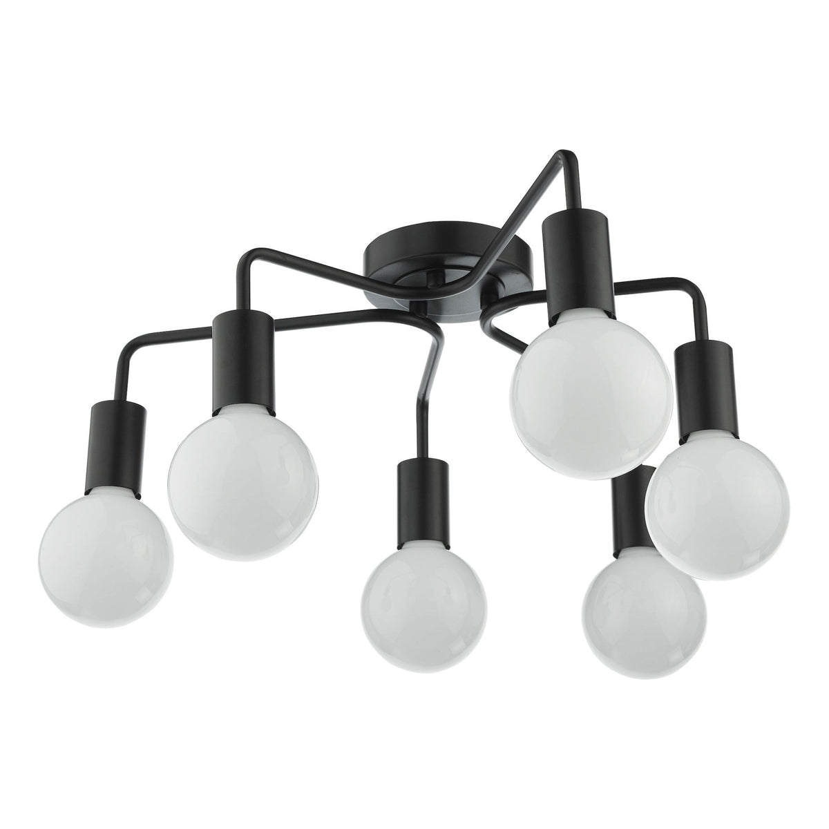 Dena 6 Light Semi Flush Ceiling Light In Matt Black
