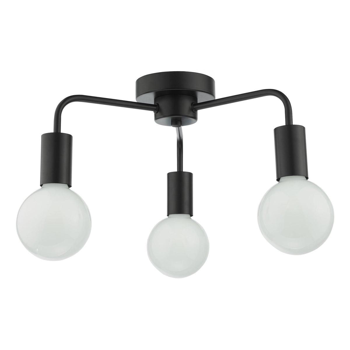 Dena 3 Light Semi Flush Ceiling Light In Matt Black