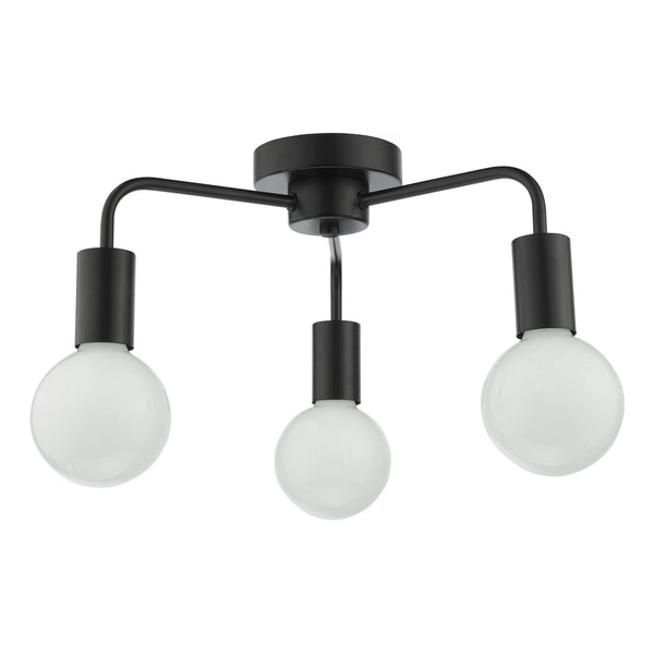 Dena 3 Light Semi Flush Ceiling Light In Matt Black
