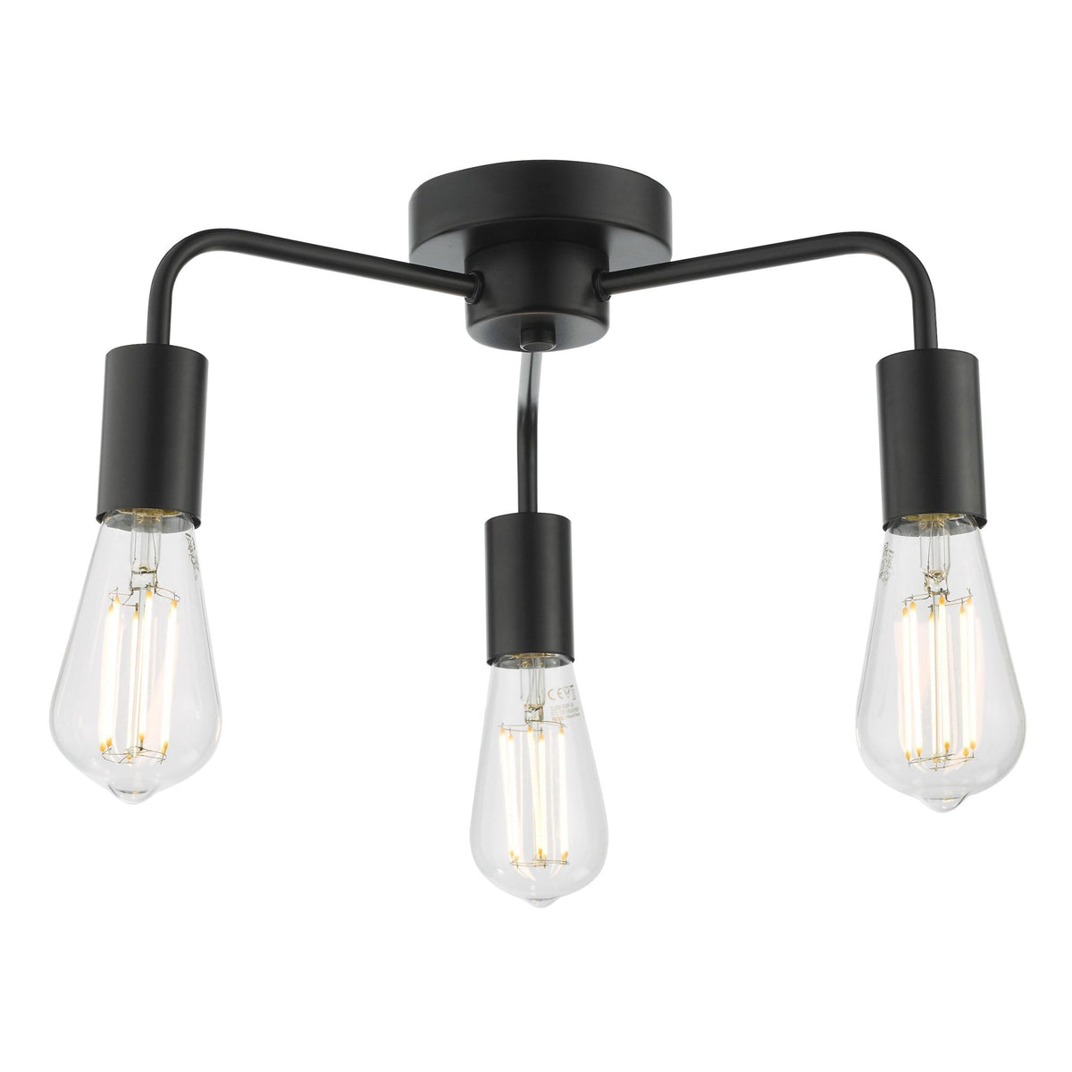 Dena 3 Light Semi Flush Ceiling Light In Matt Black