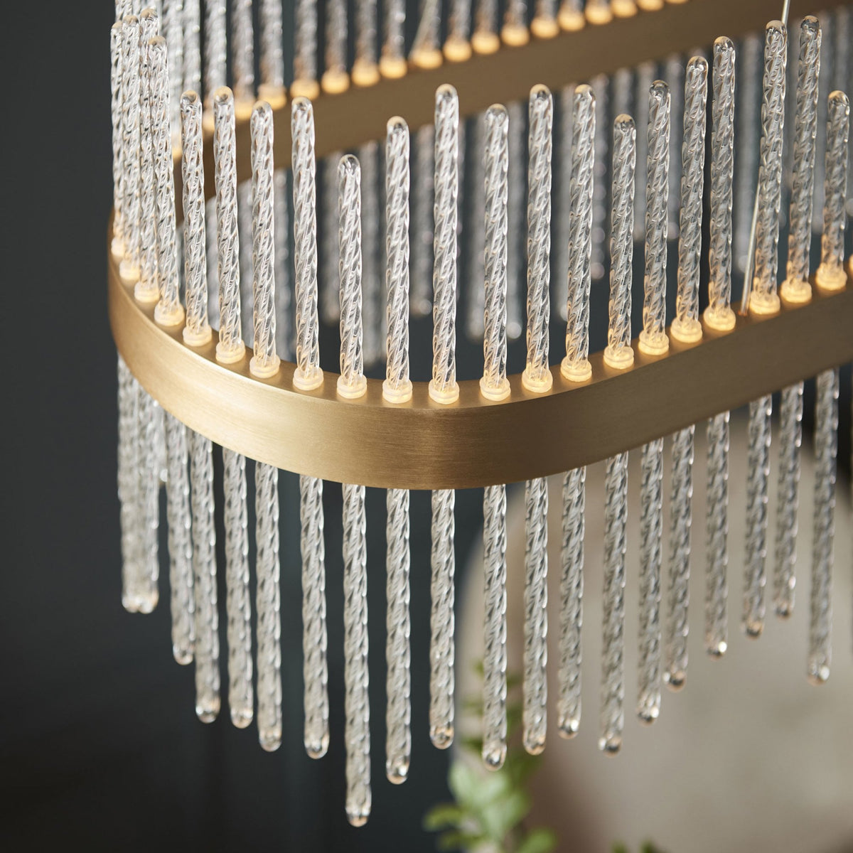 Crystal Glass Light Rods Visionary Lighting Throop 950mm Glass Rod Gold LED Linear Pendant ...