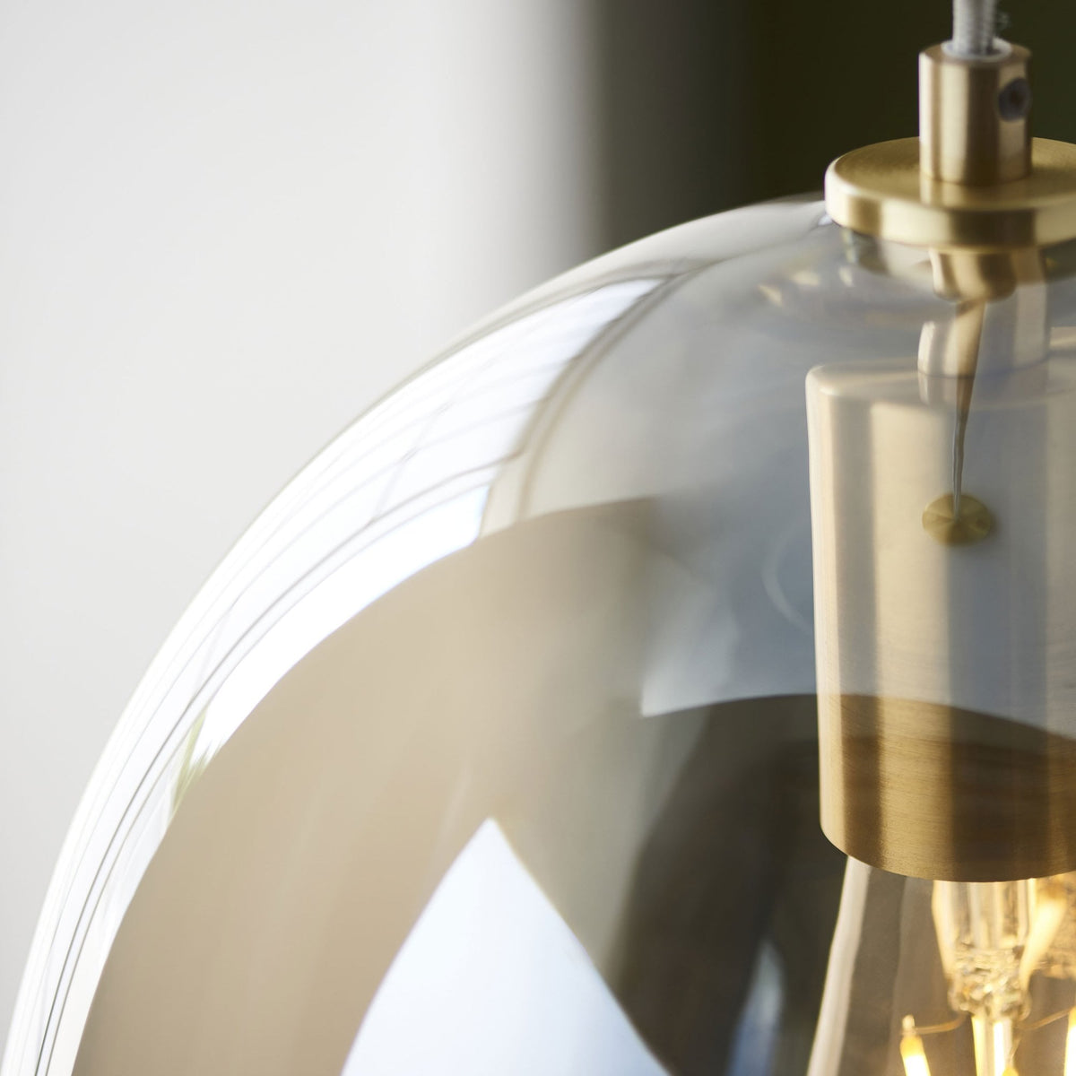 Kelda Oval Single Pendant with Champagne Lustre Glass and Satin Brass Detailing