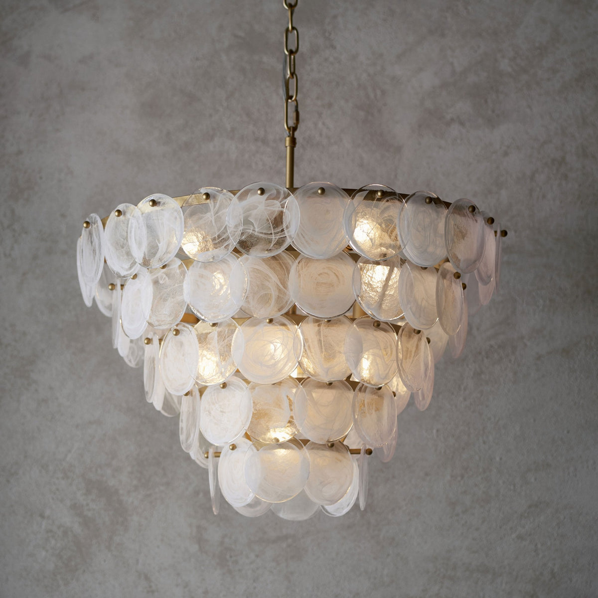 Sandford 9 Light Pendant with White and Clear Glass