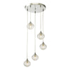 Federico 5 Light Cluster Pendant In Polished Chrome With Clear Ribbed Glass Shades