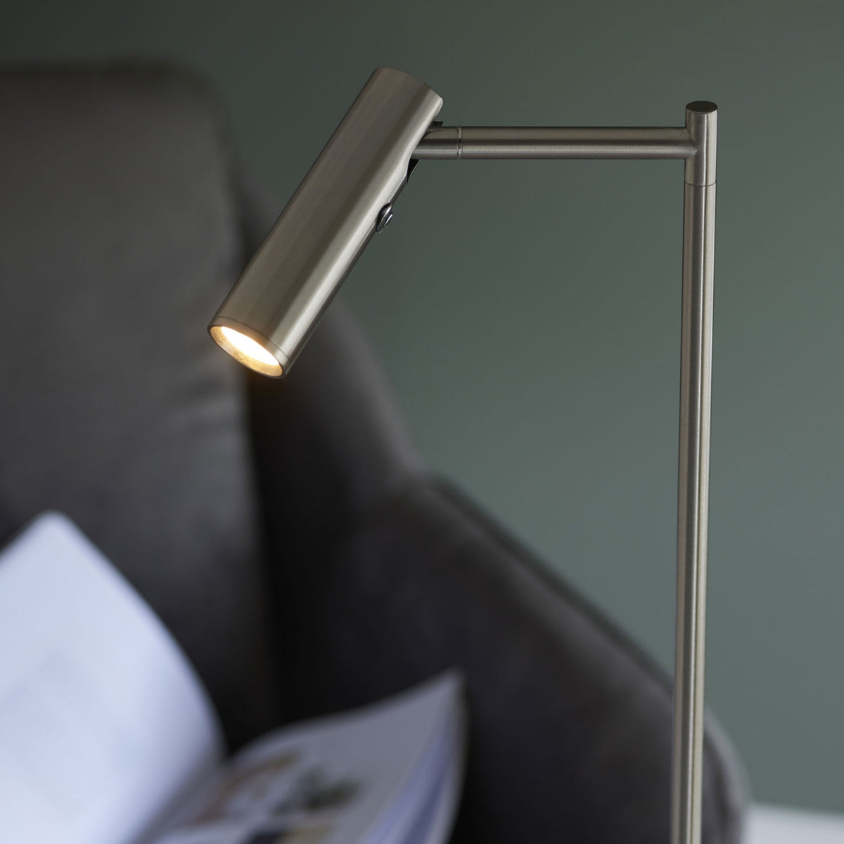 Dedicated Reader LED Task Floor Lamp in Satin Nickel
