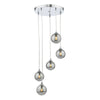 Federico 5 Light Cluster Pendant In Polished Chrome With Smoked Glass Shades