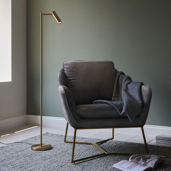 Dedicated Reader LED Task Floor Lamp in Warm Brass