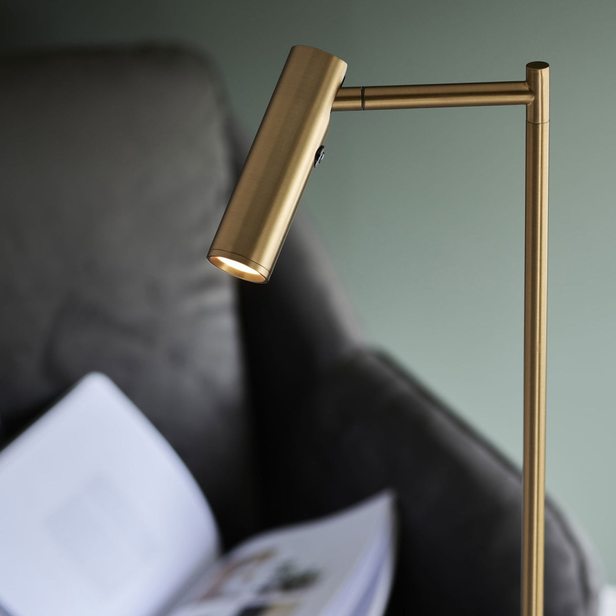 Dedicated Reader LED Task Floor Lamp in Warm Brass