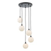Federico 5 Light Cluster Pendant In Matt Black With Opal Glass Shades
