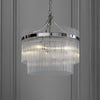 Marietta Three Light Pendant Chandelier in Polished Nickel with Clear Glass Rods