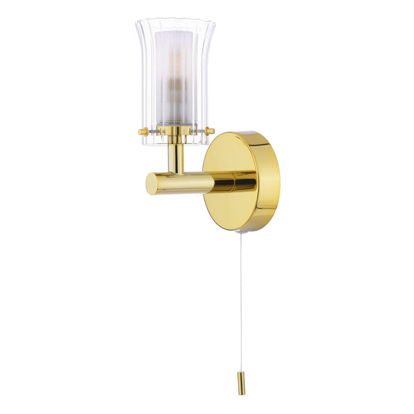 Elba IP44 Switched Bathroom Wall Light In Polished Gold