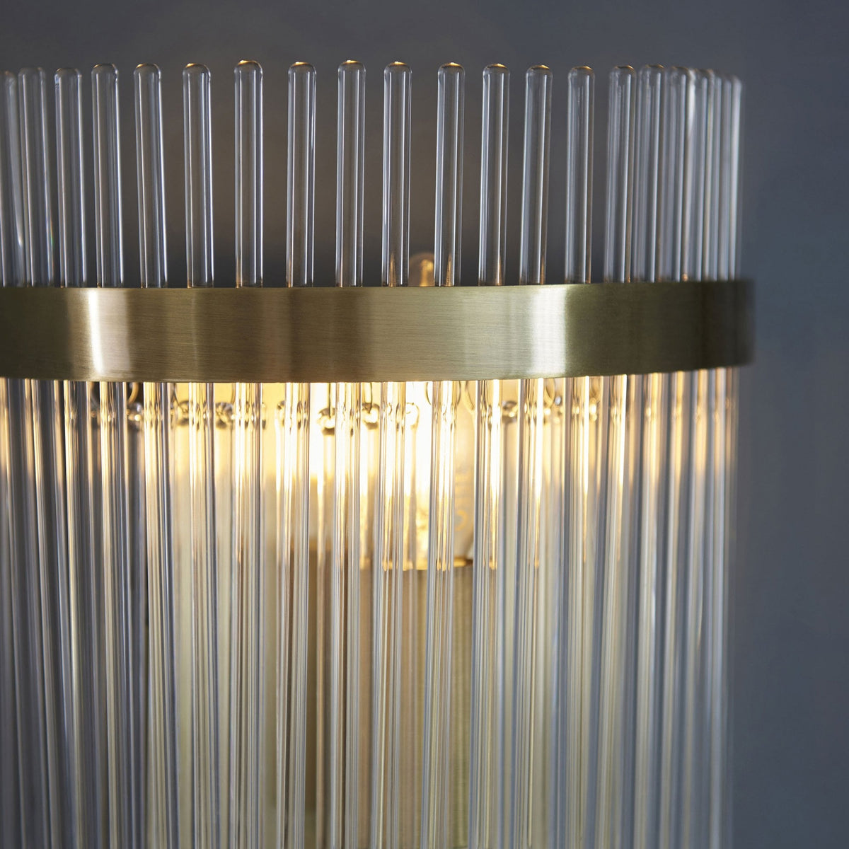 Marietta Wall Light in Antique Brass with Clear Glass Rods