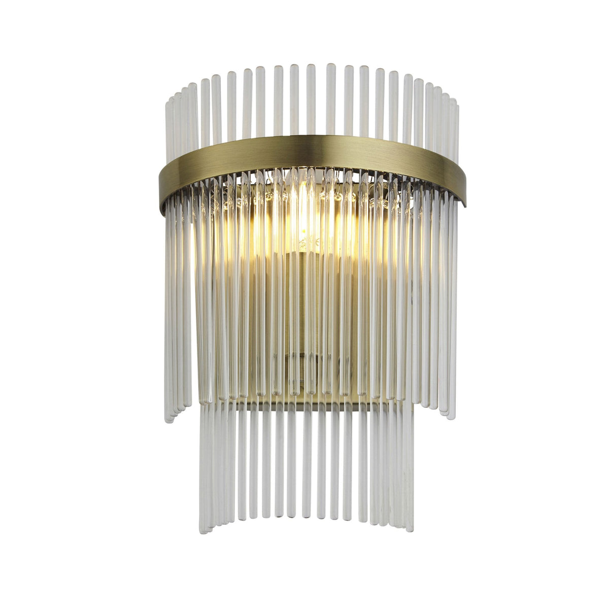 Marietta Wall Light in Antique Brass with Clear Glass Rods