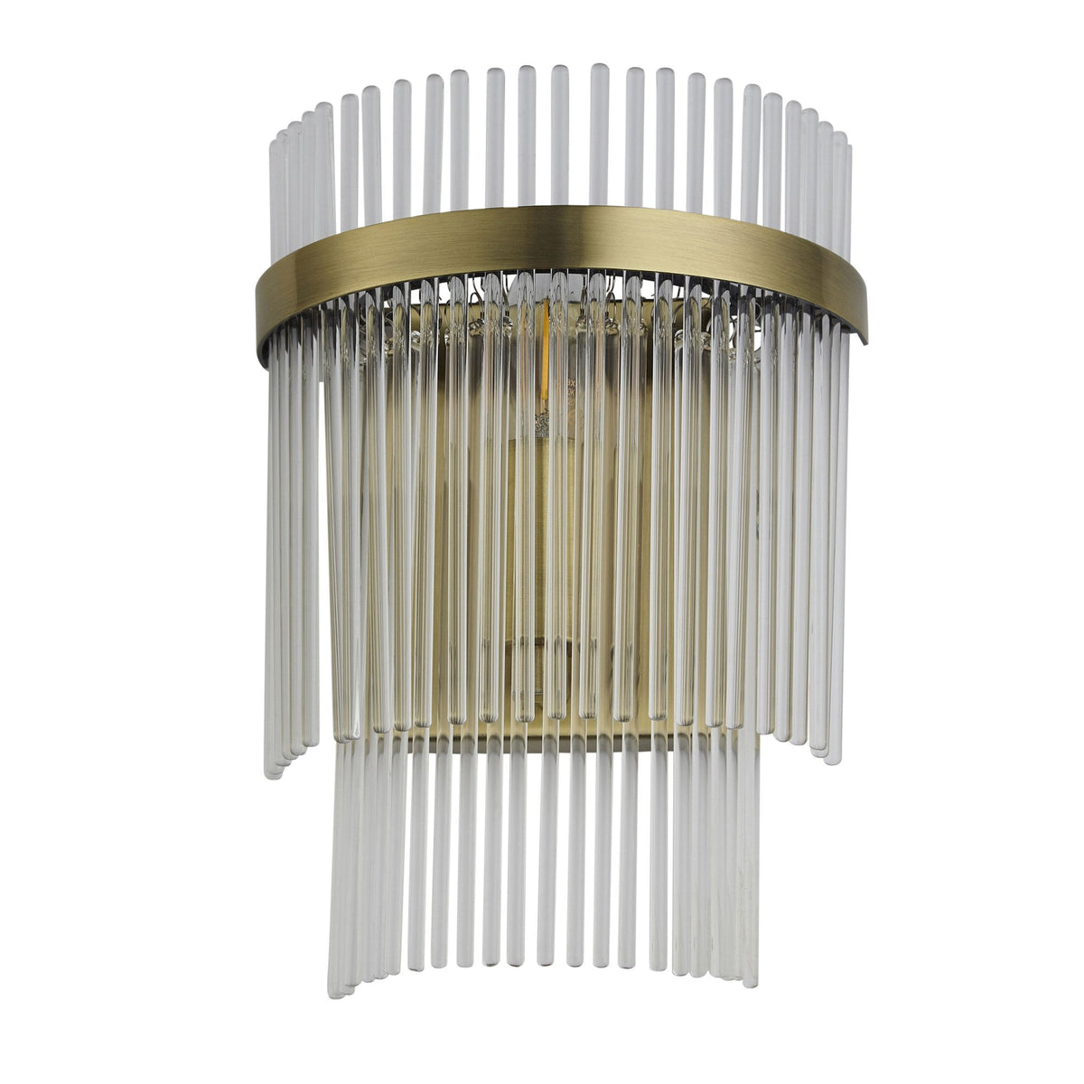Marietta Wall Light in Antique Brass with Clear Glass Rods