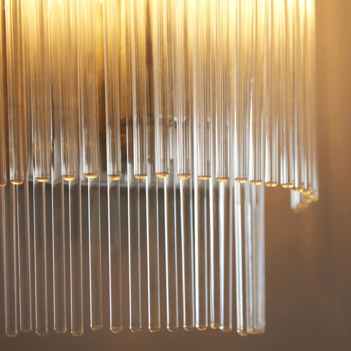 Marietta Wall Light in Polished Nickel with Clear Glass Rods