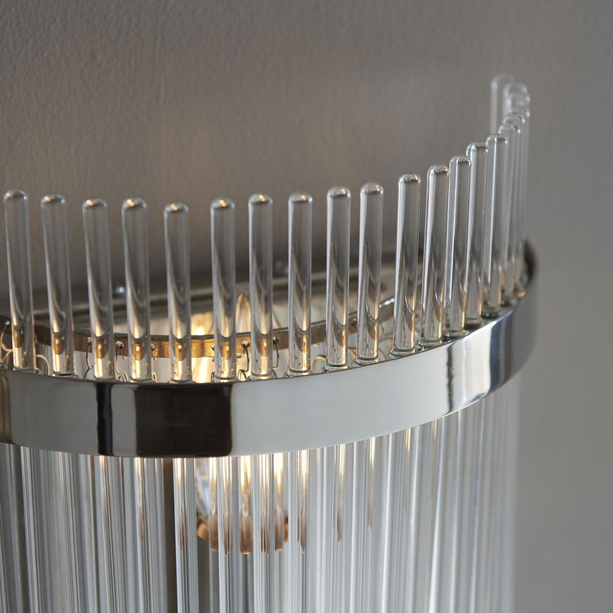 Marietta Wall Light in Polished Nickel with Clear Glass Rods
