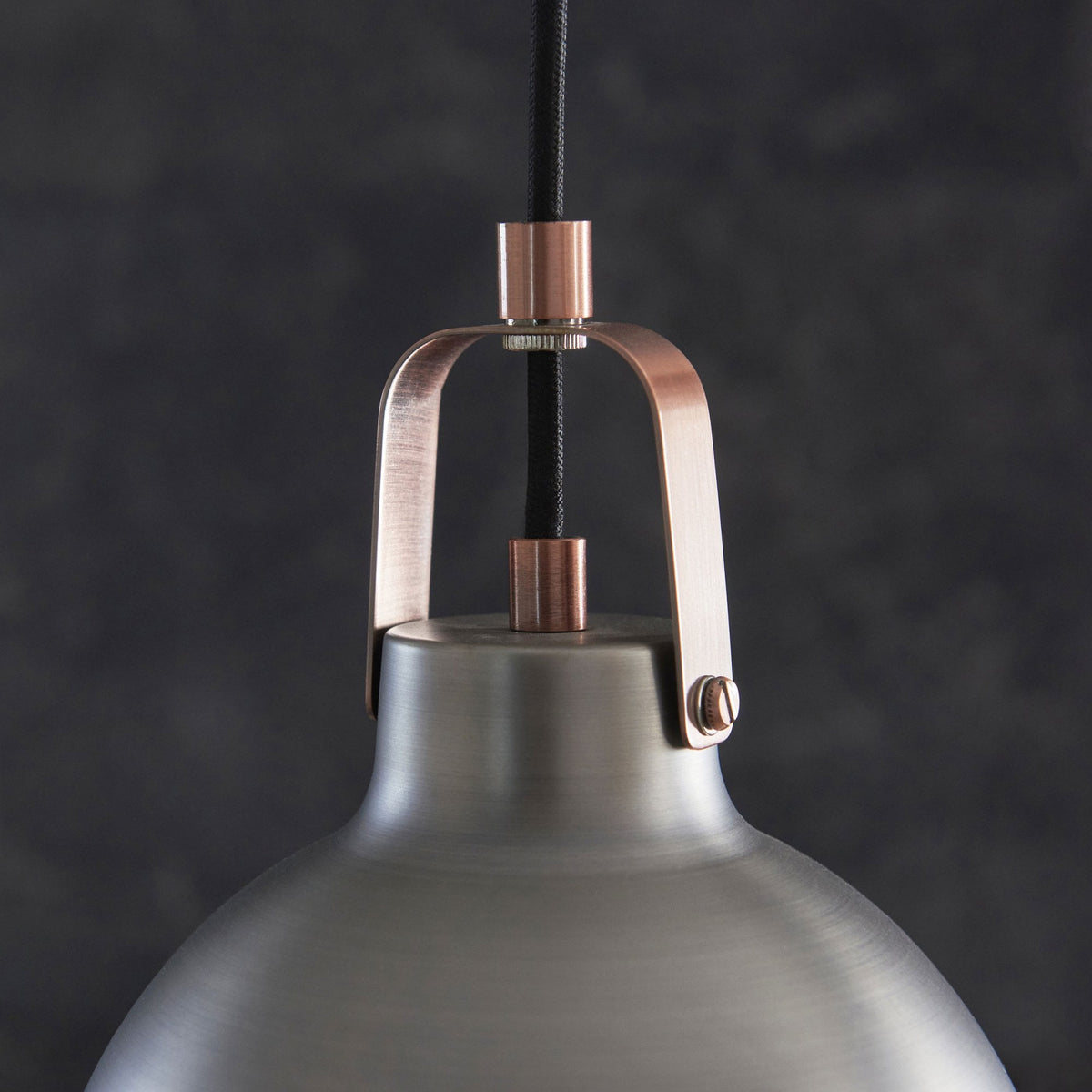 Lazenby Single Pendant in Aged Pewter with an Aged Copper Inner Shade