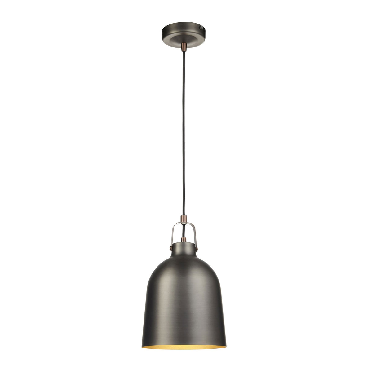 Lazenby Single Pendant in Aged Pewter with an Aged Copper Inner Shade