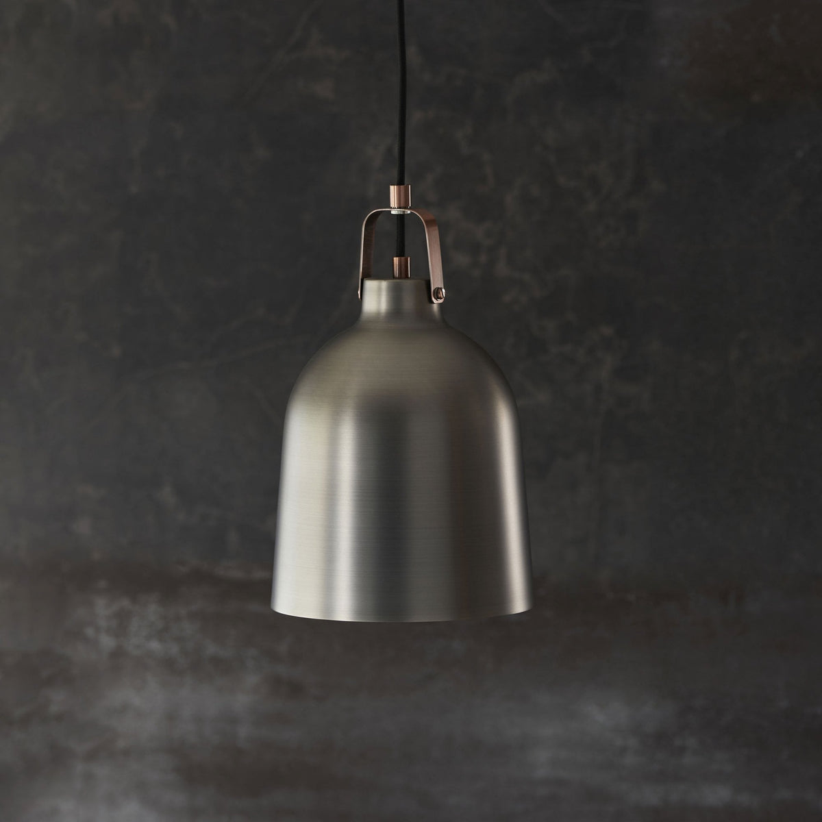 Lazenby Single Pendant in Aged Pewter with an Aged Copper Inner Shade