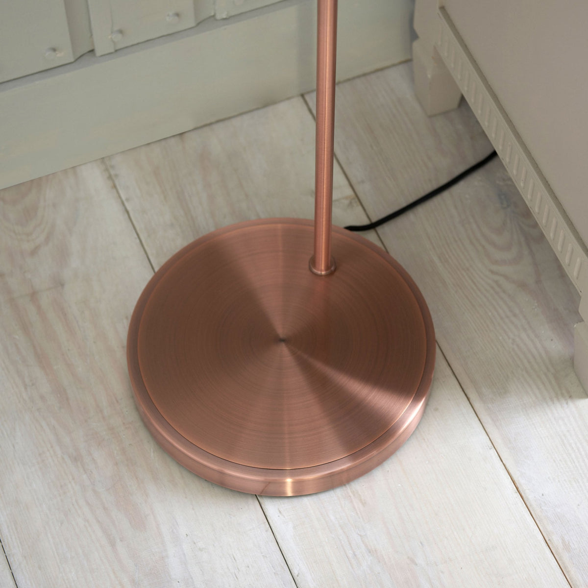 Hansen Task Floor Lamp in Aged Copper and Clear Glass Shade