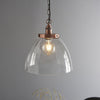 Hansen Grand Single Pendant in Aged Copper with Clear Glass Shade