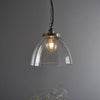 Hansen Grand Single Pendant in Brushed Silver with Clear Glass Shade