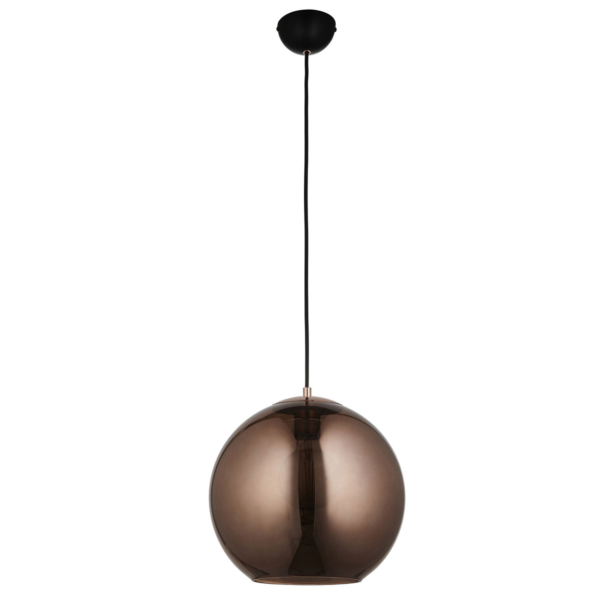 Boli Single Drop Pendant in Matt Black with Copper Mirrored Glass Shade