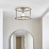 Hopton Flush Ceiling Light in Antique Brass & Clear Glass