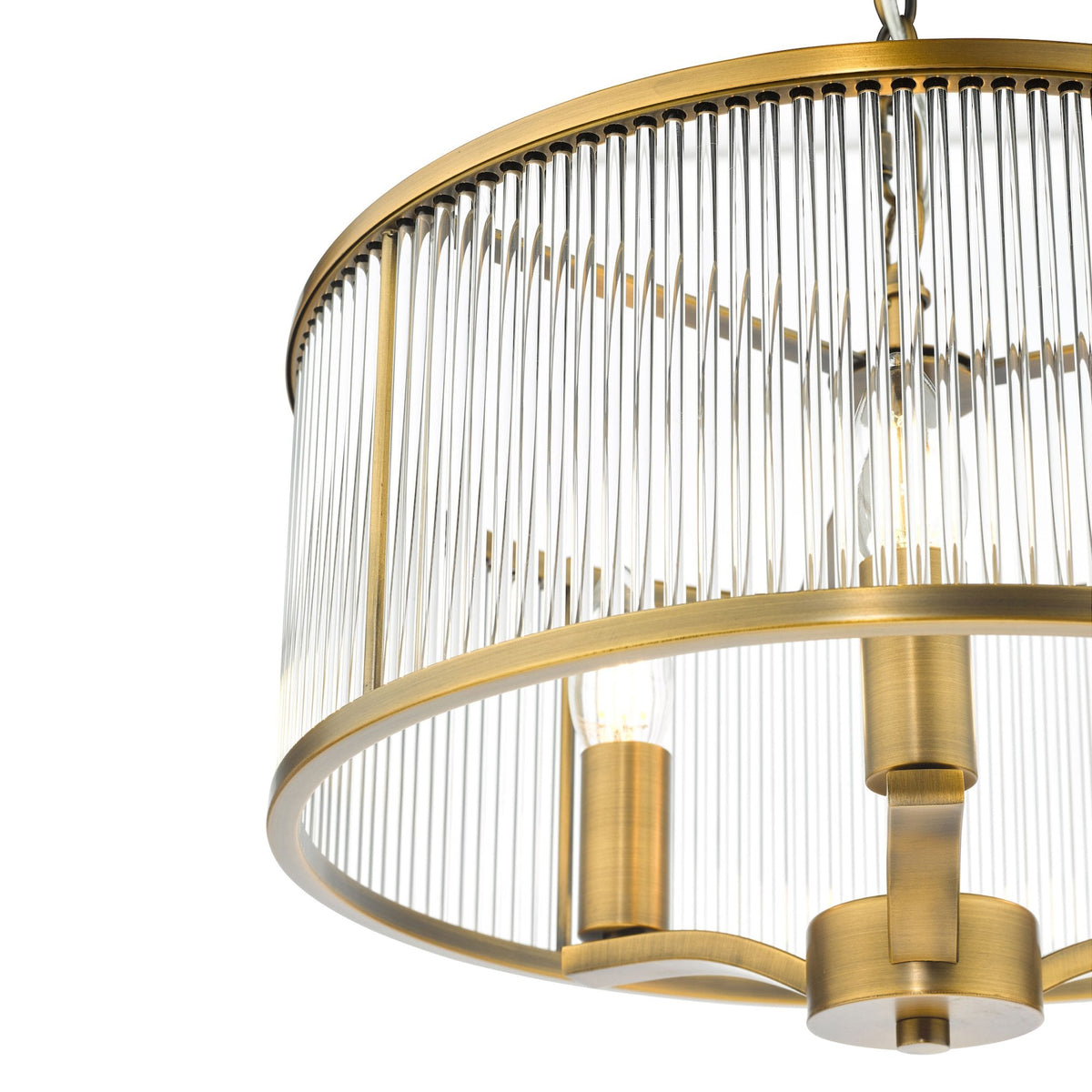 Evelyn 3 Light Pendant Antique Bronze With Clear Glass Rods