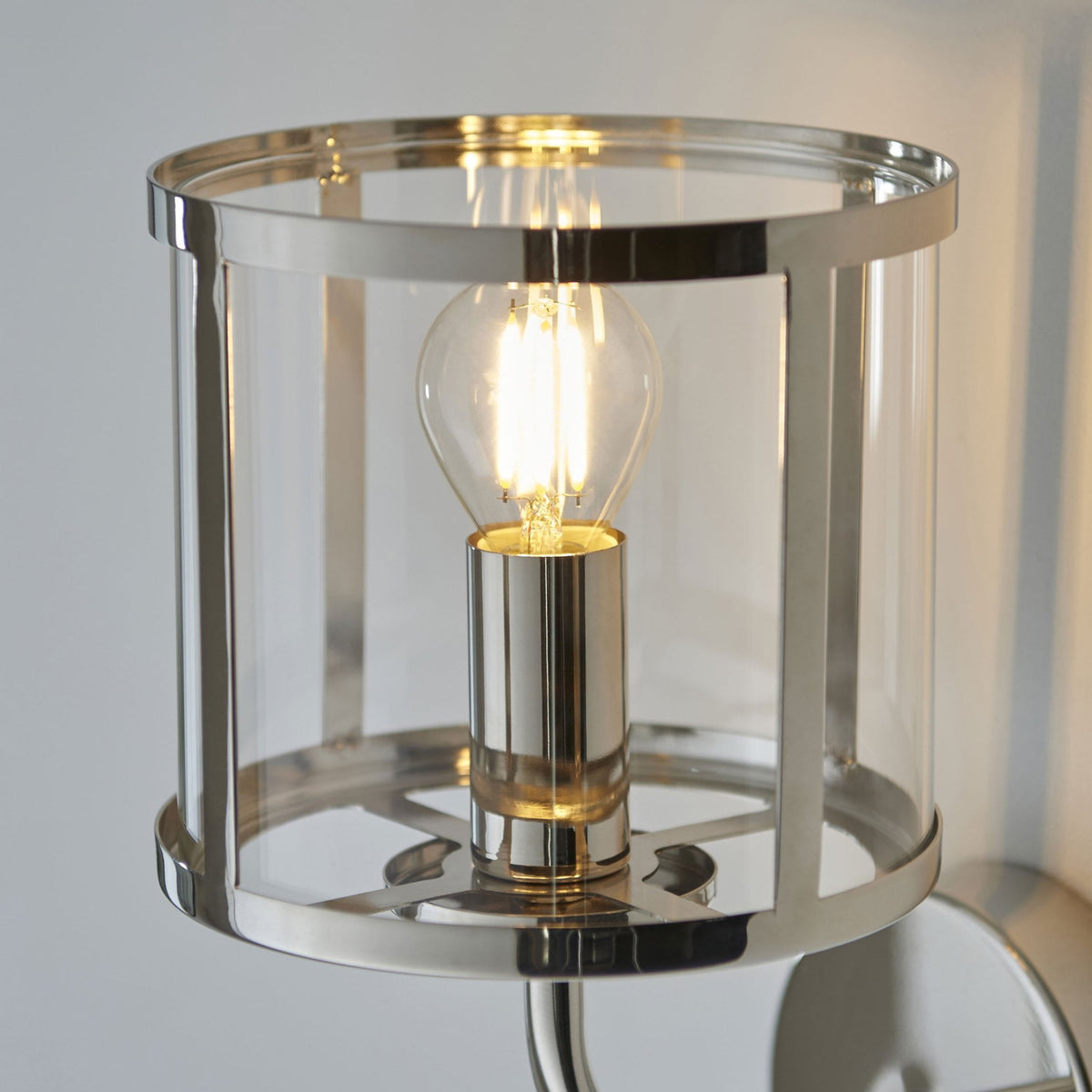 Hopton Wall Light in Bright Nickel & Clear Glass