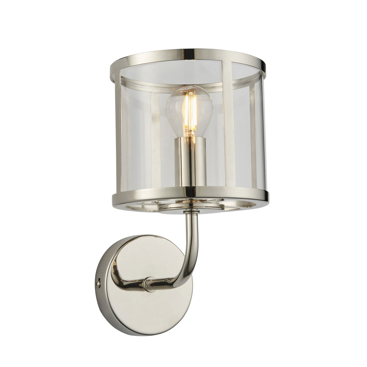 Hopton Wall Light in Bright Nickel & Clear Glass